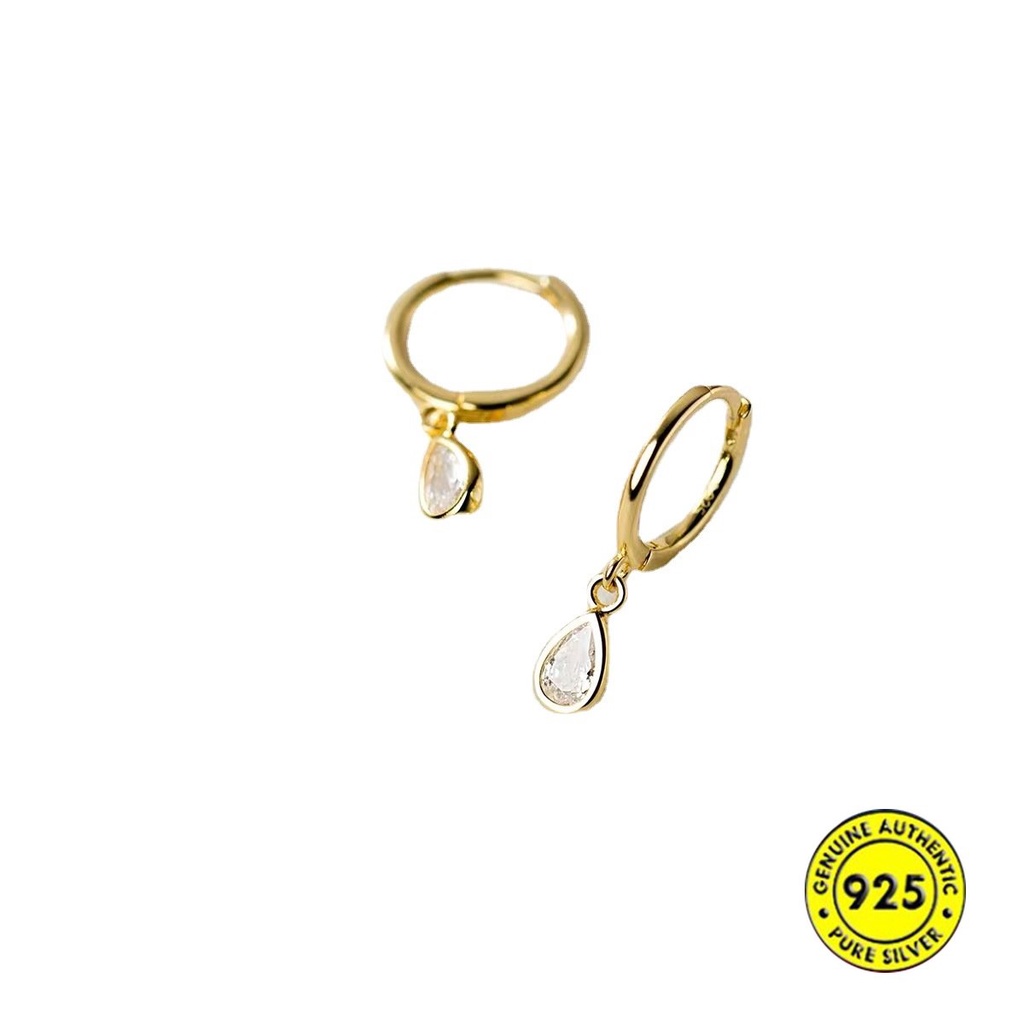 Anting Jepit Telinga Tetes Air Zircon 18K Model Dingin U1161