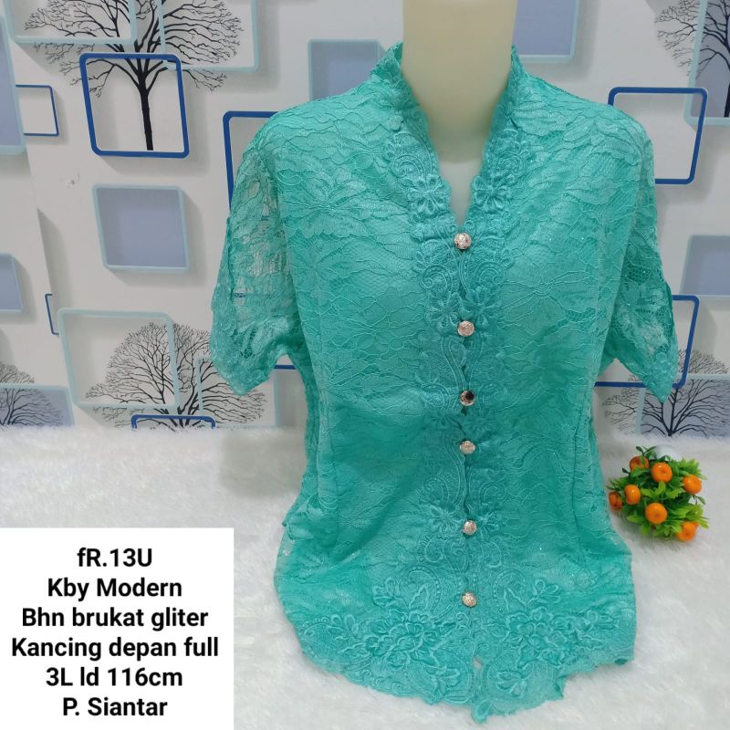 ATASAN BROKAT GLITER KANCING DEPAN