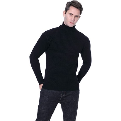 [NEVARA] KAOS TURTLE NECK PRIA LENGAN PANJANG HITAM / BASIC MEN'S TURTLE NECK LONG SLEEVE BLACK