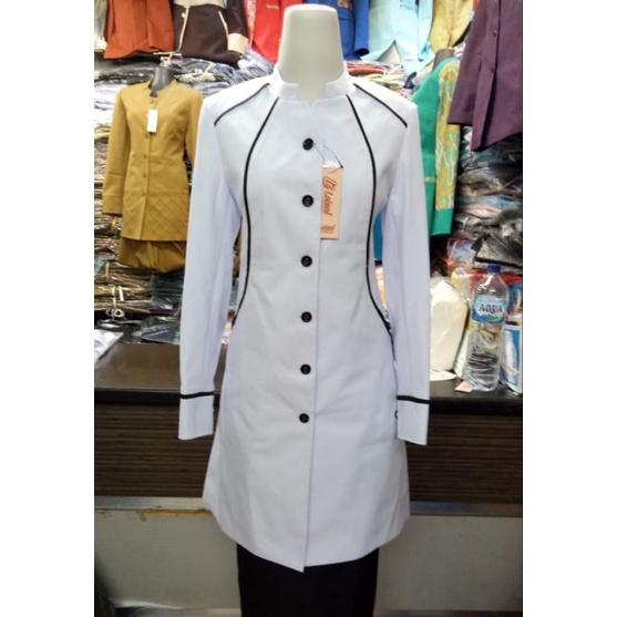 blazer hitam putih baju seragam tunik guru baju PNS wanita blazer lolani