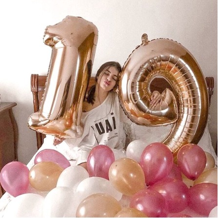 Salin Salin Balon Angka Foil Rose Gold Jumbo besar 80cm Balloon Birthday Party Pesta Ulang Tahun Angka Number Ballon Murah