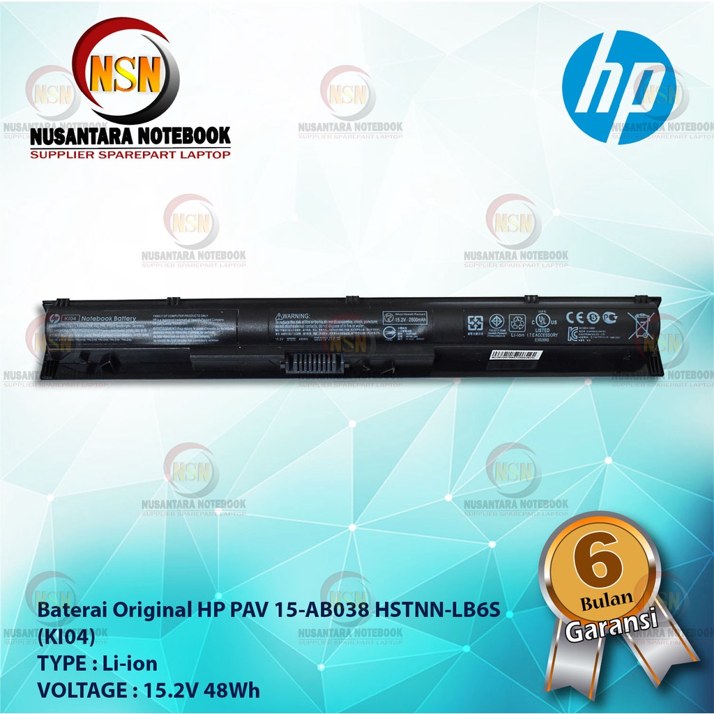 Baterai Laptop HP PAV 15-AB038 HSTNN-LB6S KI04 Original