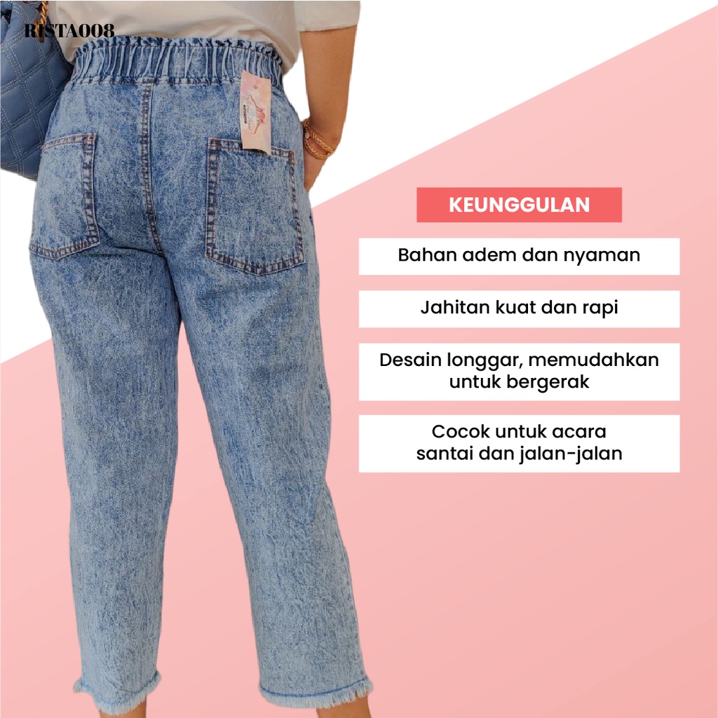 Feya Boyfriend Jeans Highwaist Pants Celana Panjang Denim Outfit Remaja Ootd Kekinian