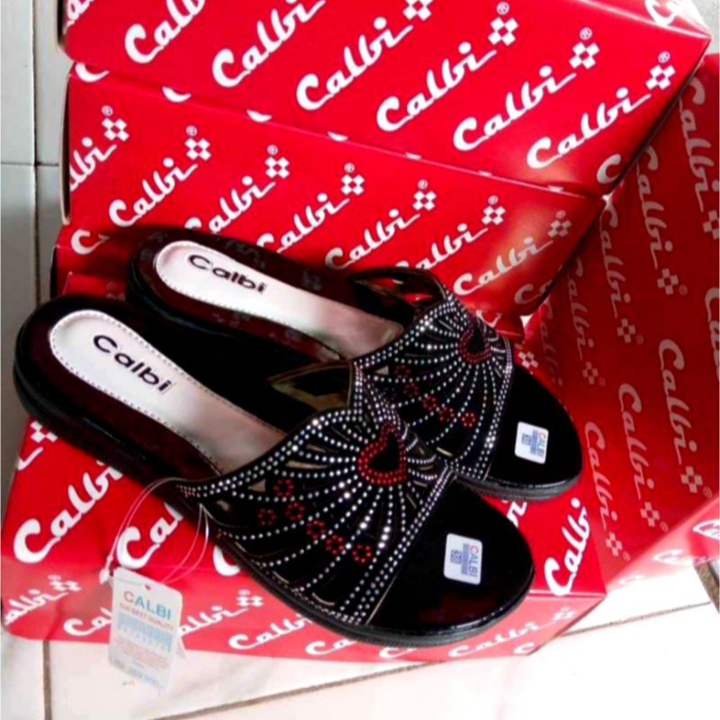 sandal wanita sandal slip on calbi teplek terlaris kekinian