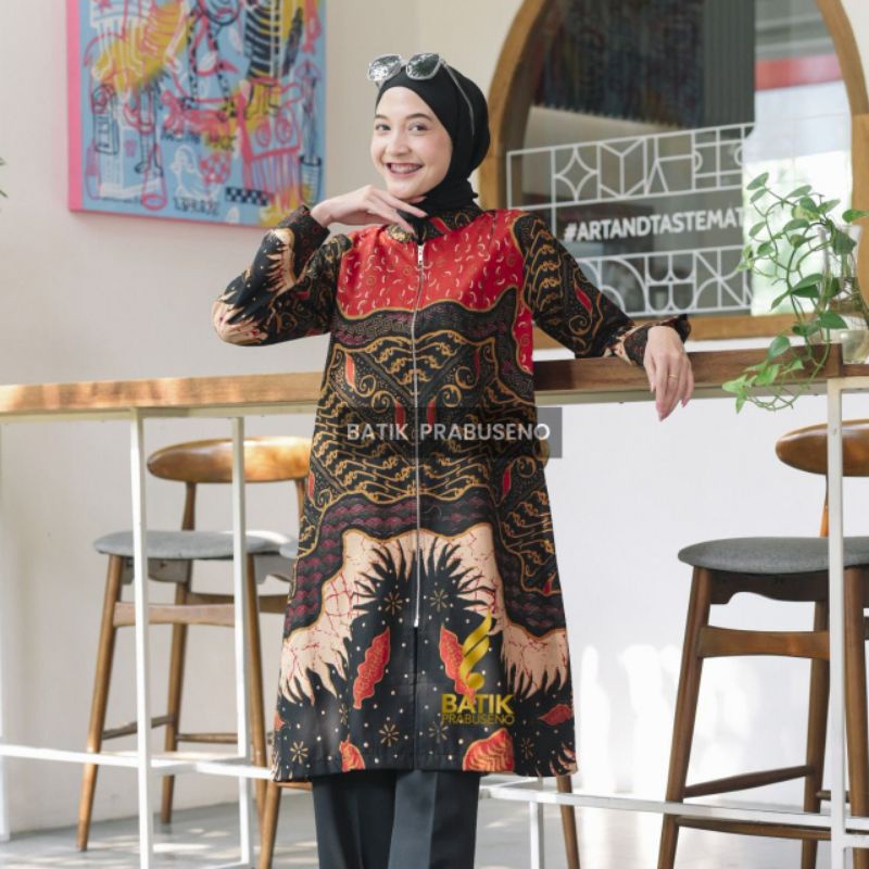 Batik Prabuseno Tunik Kalingga Hitam Atasan Baju Batik Wanita Prabuseno / Atasan Wanita