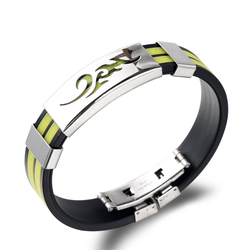 [Z H Jewelry] Fashion Pria Silikon Naruto Gelang Stainless Steel Hip Hop Pesta Perhiasan Aksesoris