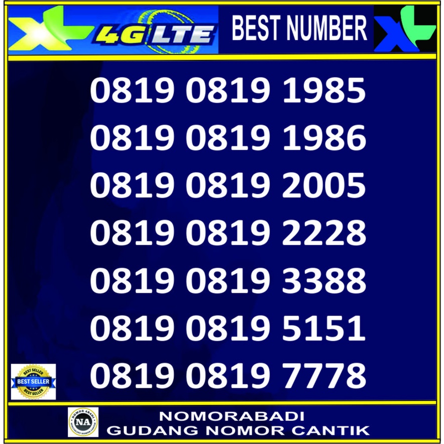 nomorcantik kartu perdana xl 4G 0819 0819 XXXX H1500