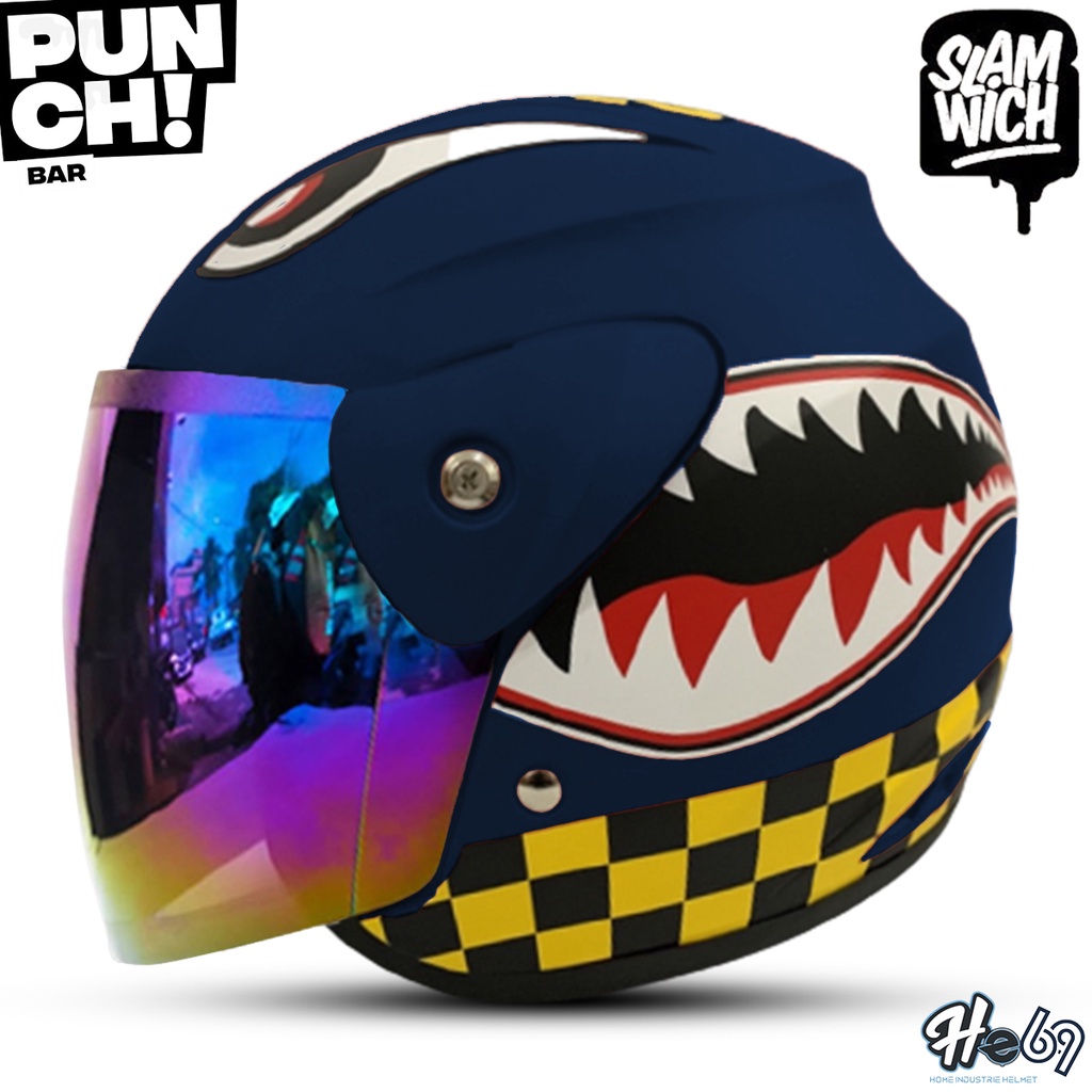 Helm Half Face Evolution Seperti Helm GM ORIGINAL Motif Shark SNI COD