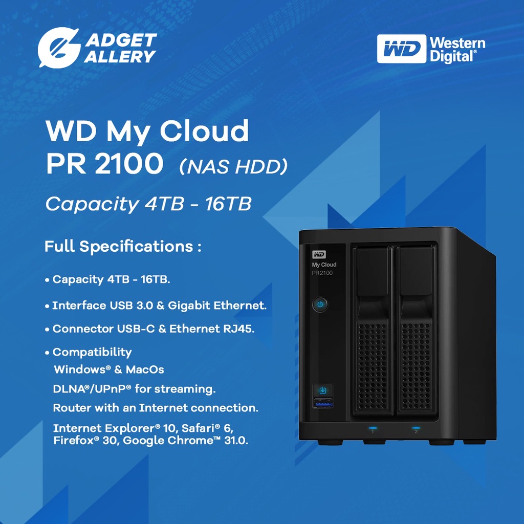 Jual WD My Cloud PR2100 4TB 8TB 12TB 16TB HDD / HD / Hardisk