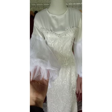 gamis pesta lengan balon mermaid