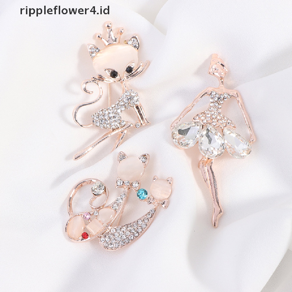 {rippleflower4.id} 1pc Pin Bros Kristal Berlian Imitasi Untuk Wanita Pakaian Bros Aksesoris Hadiah~