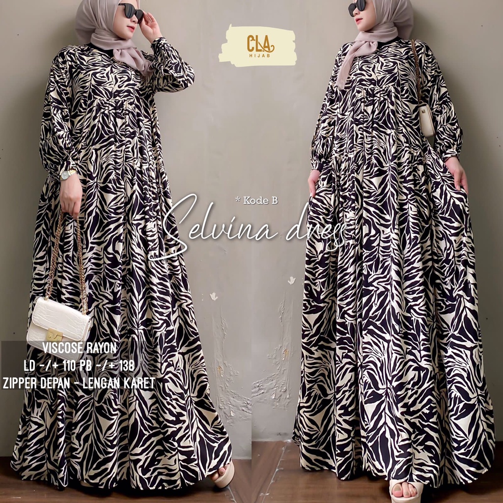 SELVINA DRESS GAMIS MOTIF BUSUI ORI BY CLA HIJAB