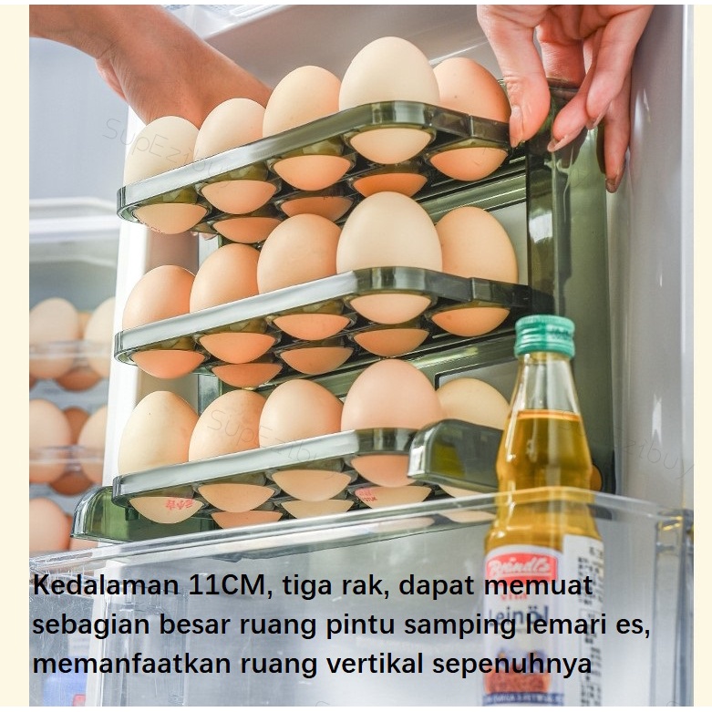 Rak Telur 3 Layers Egg Box/Kotak Penyimpanan Telur Rak Serbaguna 24 Lubang/3 Tier Egg Holder Egg Storage Box Organizer