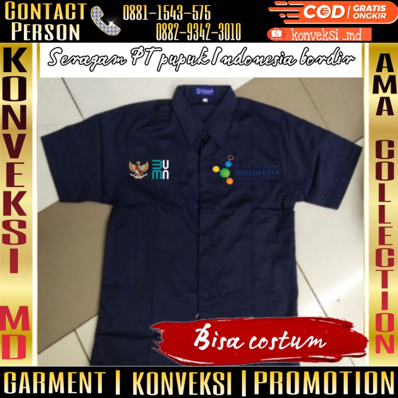 kemeja Eksklusif pupuk Indonesia/seragam pupuk Indonesia full bordir/kemeja pupuk Indonesia bordir