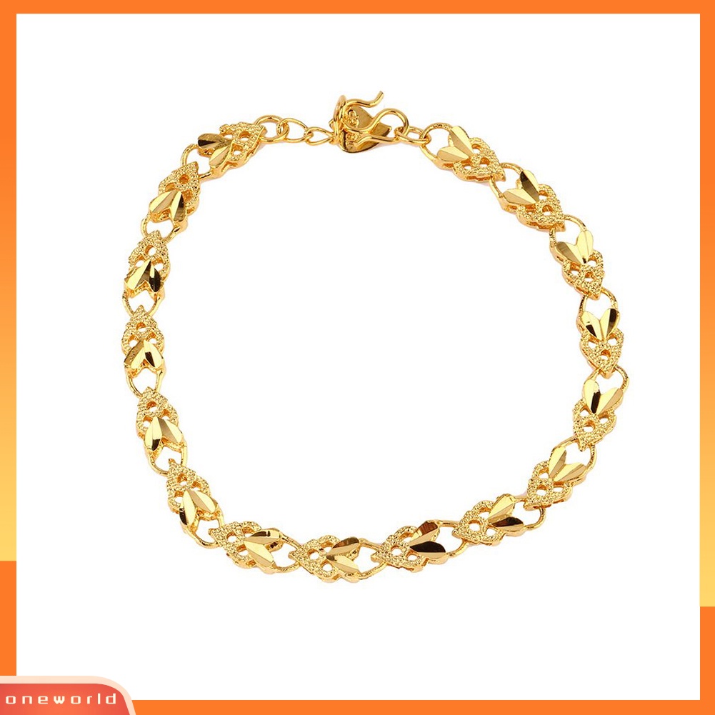 [WONE] Gelang Rantai Emas Wanita Cinta Hati Liontin Bangle Perhiasan Hadiah Xmas