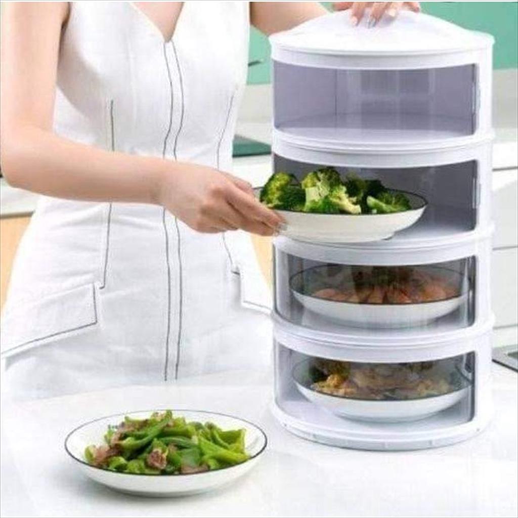 GH 1000. Tudung Saji Jeon 4 Susun Warna Sudah Rakitan Rak Susun Makanan Food Cover Storage Penutup M
