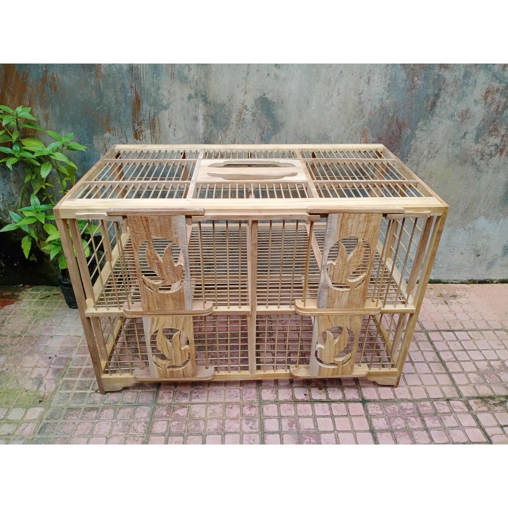 Dongdang Merpati 4 Pintu Kayu Jati Jeruji Bambu | Dondang Merpati Kayu Jati Asli | Kandang Merpati