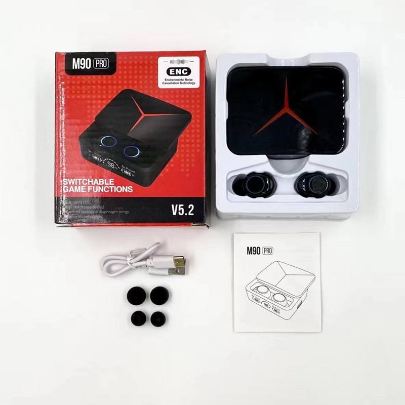 TWS M90 earphone Bluetooth slide design HIFI BASS Stereo music telfon gaming daily wireless headset with mic original