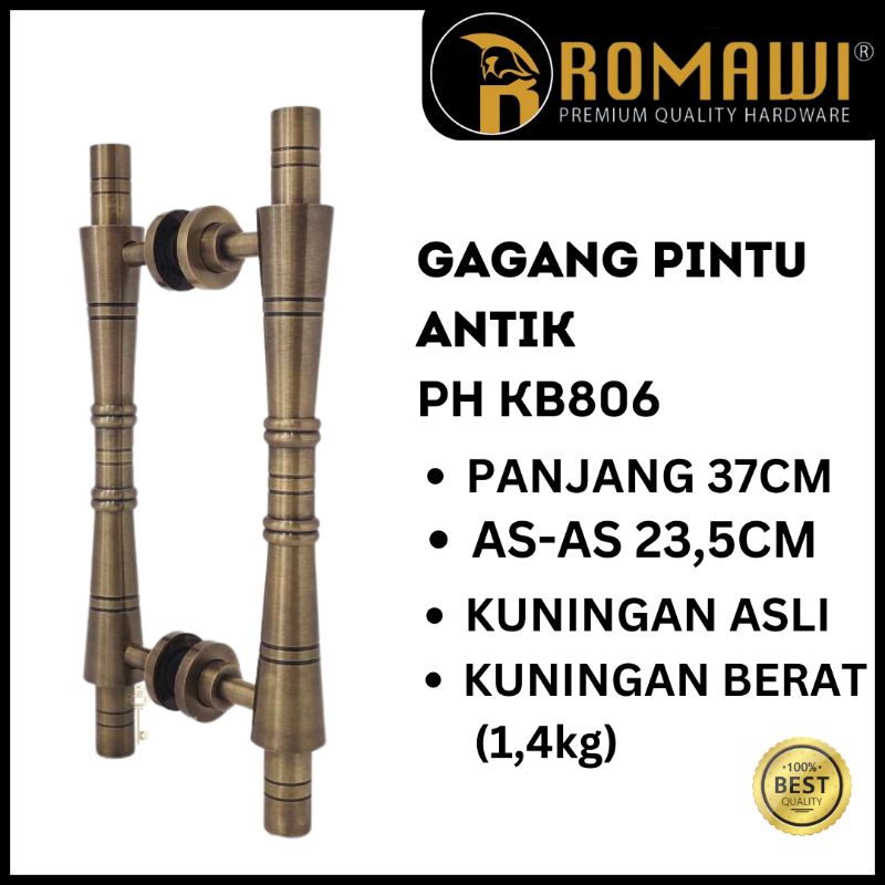 PULL HANDLE GAGANG PEGANGAN TARIKAN PINTU RUMAH ANTIK KLASIK KUNINGAN BRASS CLASSIC PH KB806