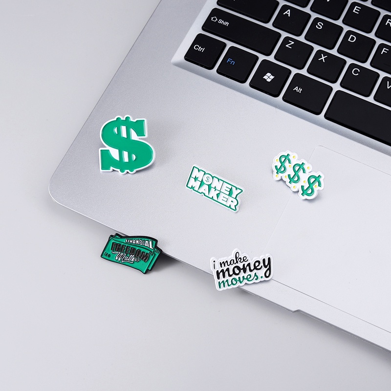 Kreatif Kartun Uang Lapel Pin Mata Uang Enamel Bros Hadiah Untuk Teman Aksesoris Pakaian Perhiasan