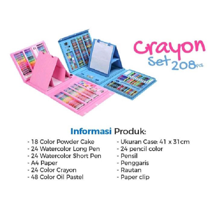 Pensil Warna Crayon Set 208 Pcs Crayon Mewarnai 208 Warna Pensil Krayon Alat Menggambar atau Mewarnai