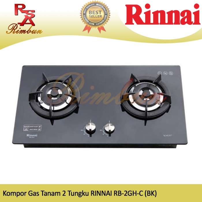 Kompor Gas Tanam 2 Tungku RINNAI RB-2GH -C (BK) Kompor Tanam 2 Tungku