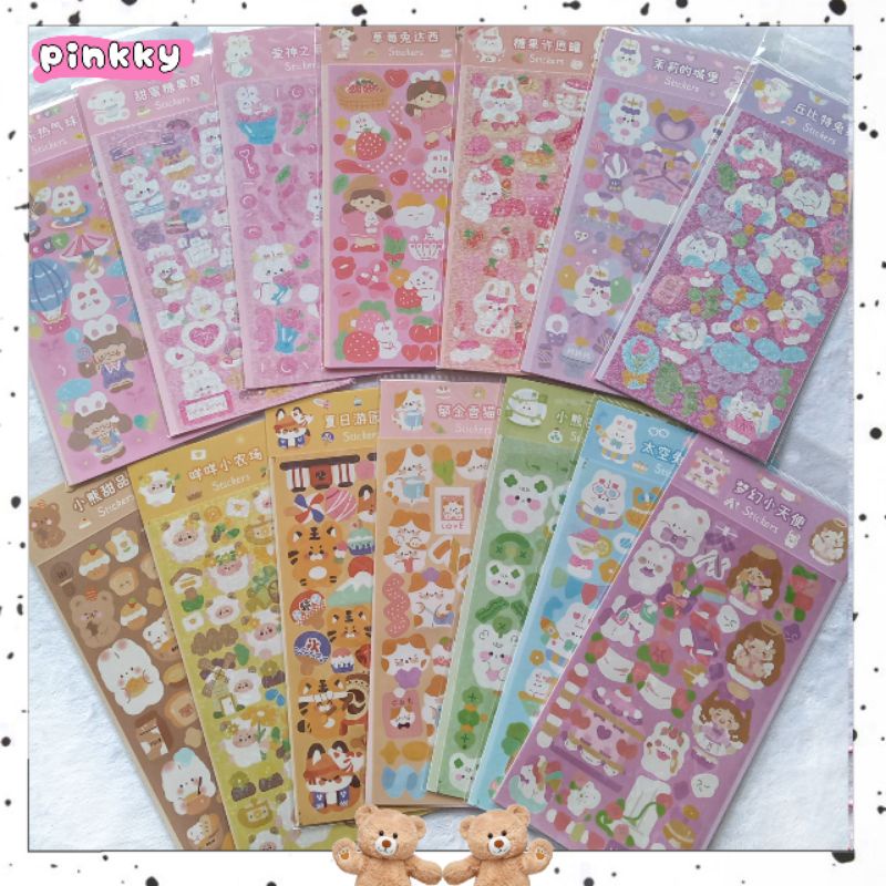

[Pinkkyst.id] Sticker diary hologram stiker lucu aesthetic decorasi photocard jurnal
