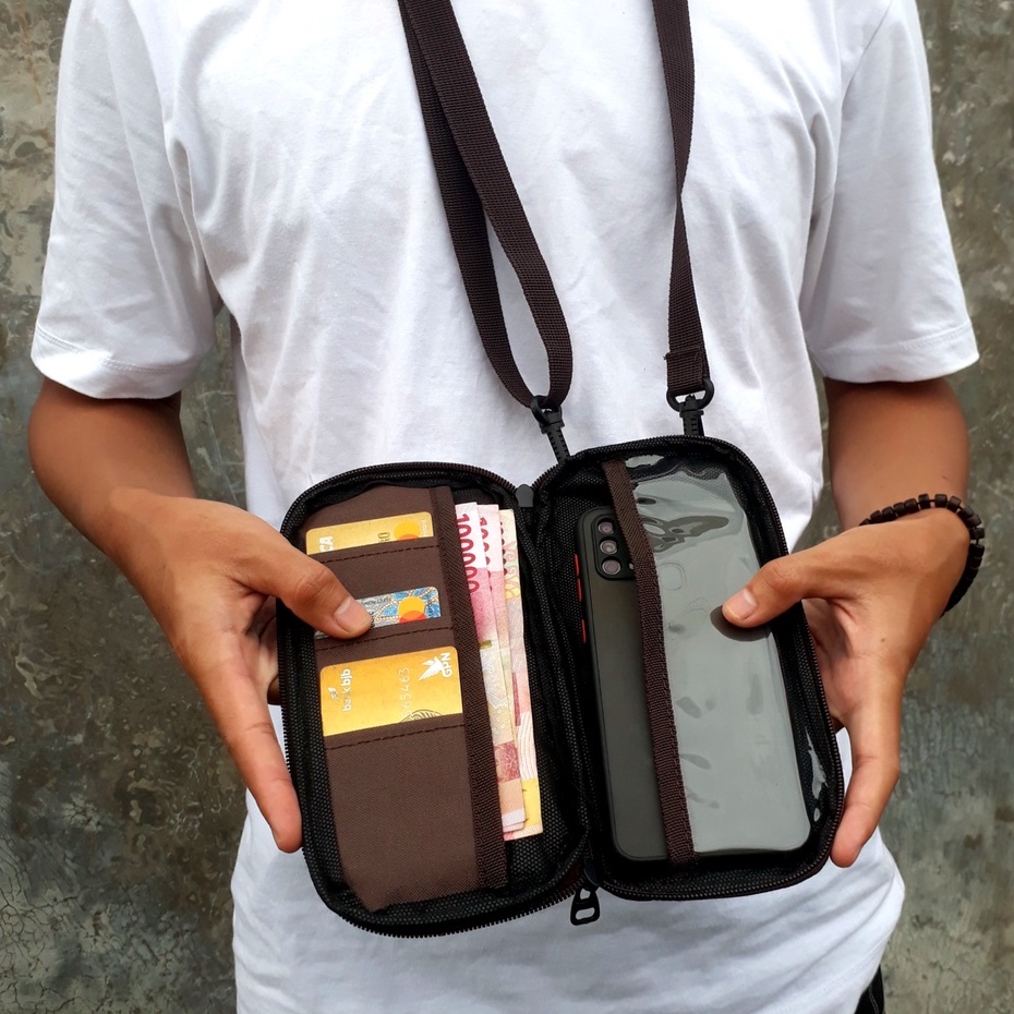 NAZRIL - Dompet Hanging Wallet Hp NZL Pria Wanita Gantung Leher Original
