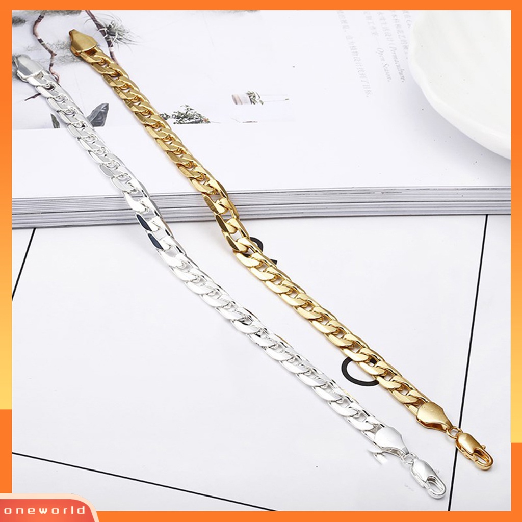 [WONE] Gelang Rantai Glossy Susah Tarnish Gaya Hip Hop Cuban Chain Bracelet Untuk Hadiah