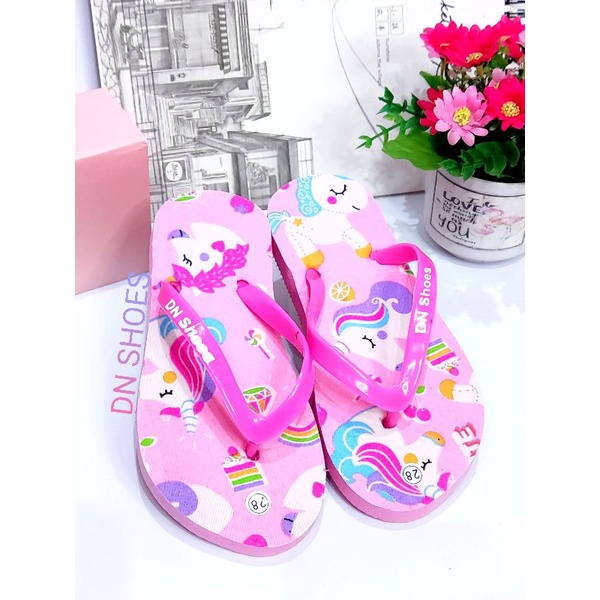 Sandal Jepit Anak Perempuan Uniqorn Pink Cute