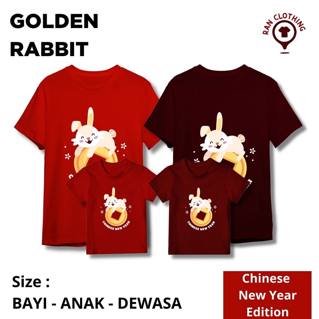 KAOS BAJU IMLEK 2023 KELUARGA TERBARU PRIA WANITA ANAK BAYI (GOLDEN RABBIT) COTTON COMBED 30S PREMIU