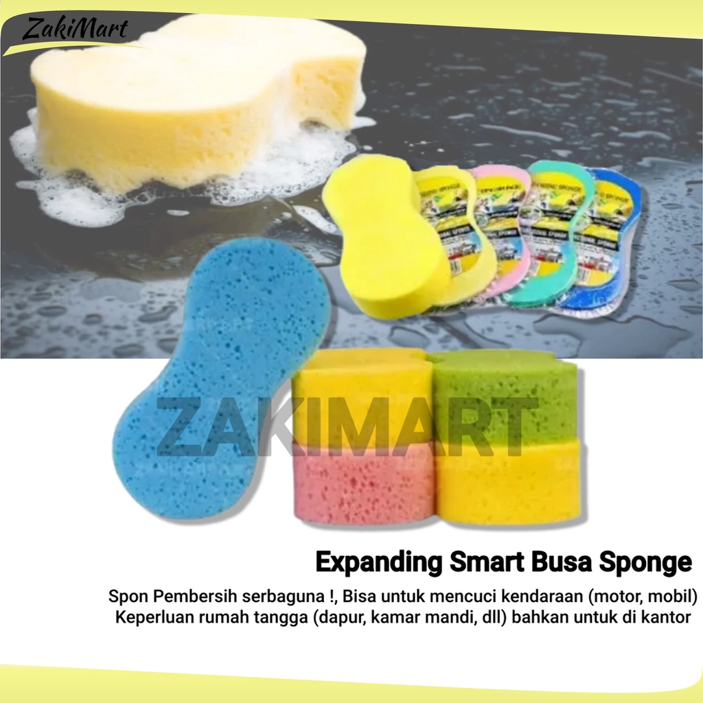 Expanding Smart Busa Sponge Spons Spon Busa Compres Cuci mobil Motor Piring Busa