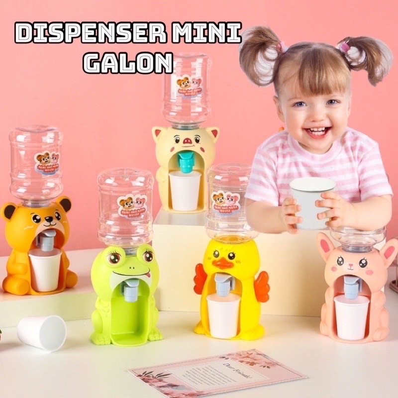 Mainan Dispenser Mini Galon Portable Anak Air Minum Karakter Lucu Sensorik Motorik Anak