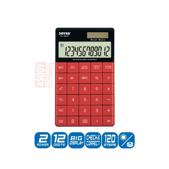 

TERLENGKAP Calculator /Kalkulator Joyko CC-48CO 12 digits check correct