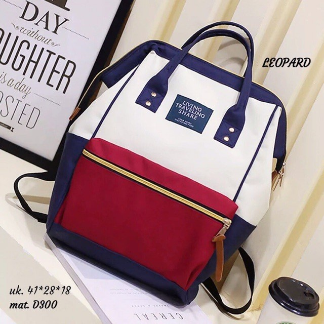 Tas Ransel Laptop Wanita Anello Backpack Sekolah Tas Ransel Murah - Kombimerahputih