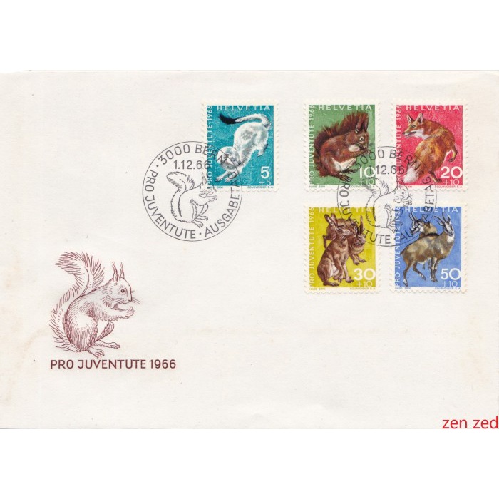 

A539 Prangko Swiss FDC 1966 Wild Animals 1 Pcs