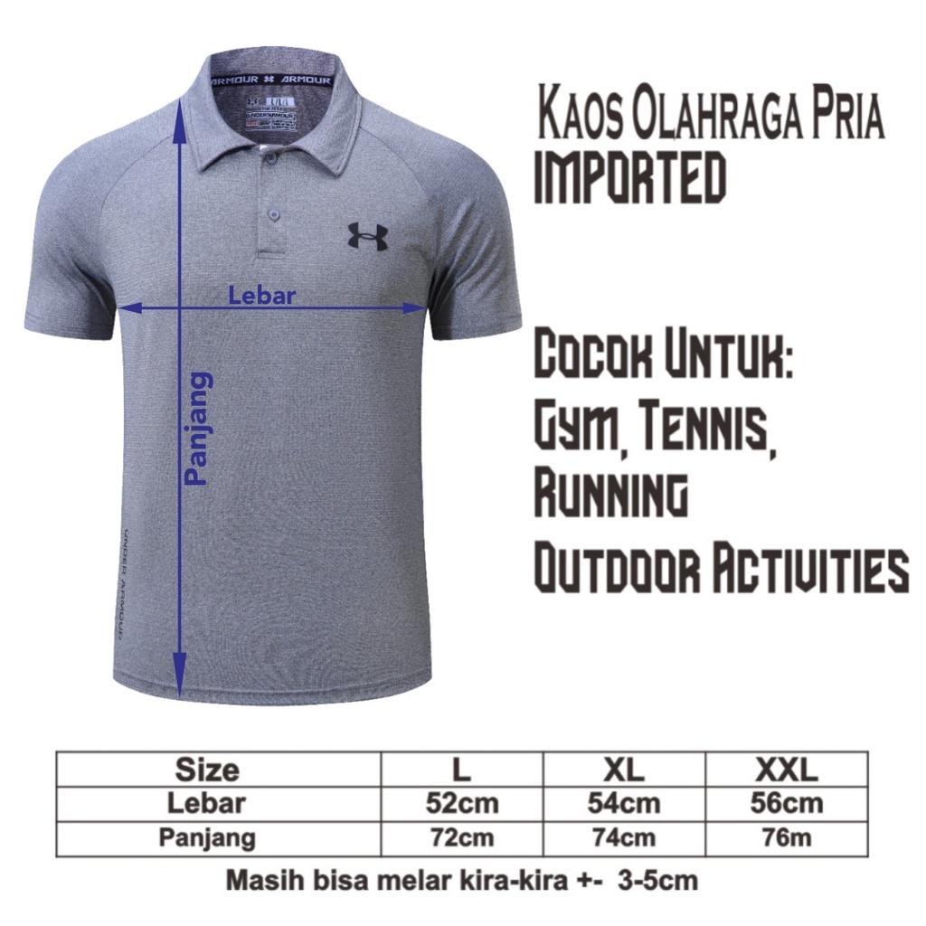 Pakaian Olahraga Pria Import Kerah A802#  Running GOLF TENNIS Training Gym Slimfit Procombat Import