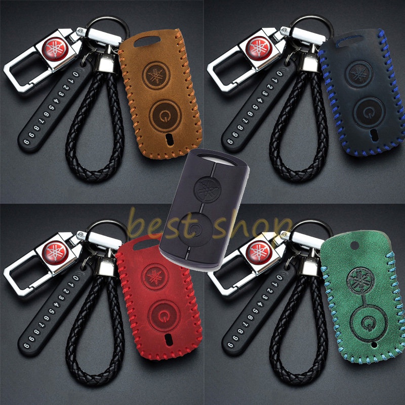 Case Kunci Motor Yamaha y15zr Nmax y16 Xmax y16zr Remote Key Leather Case Cover Dengan Gantungan Kunci