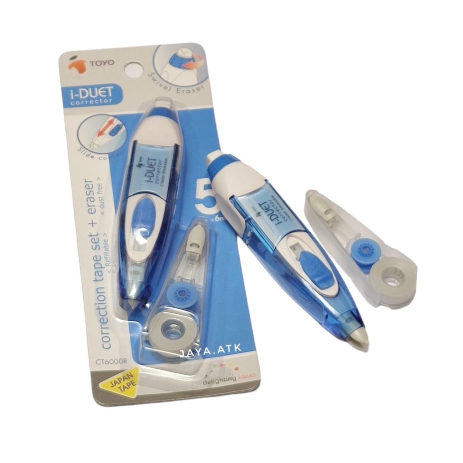 Correction tape + refill + eraser 5mm x 6m i-Duet Toyo TIPEX KERTAS SET REFILL + PENGHAPUS CT6000R