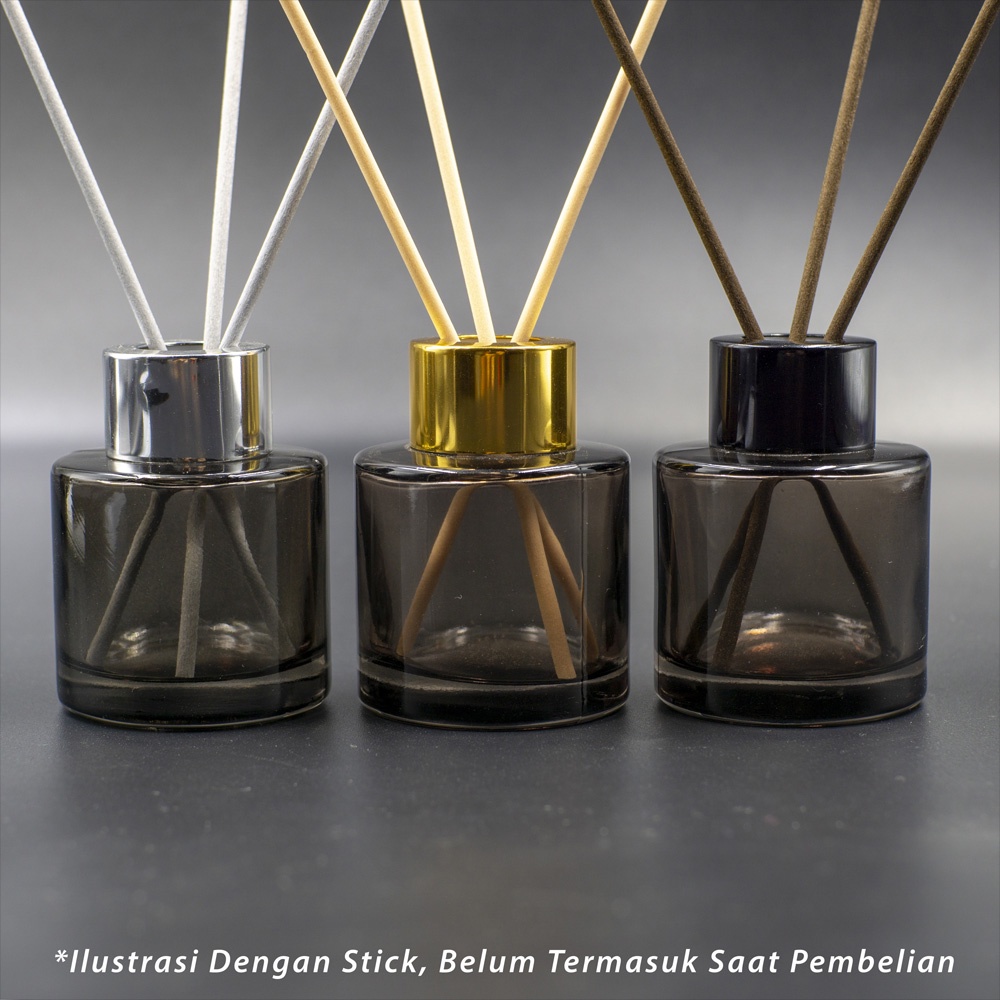 Botol REED DIFFUSER 50ml - Kaca Bulat HITAM Transparan Aromatherapy