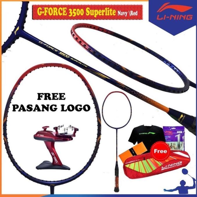 RAKET BADMINTON LINING SUPERLITE G-FORCE 3500 SET KOMPLIT+LOGO
