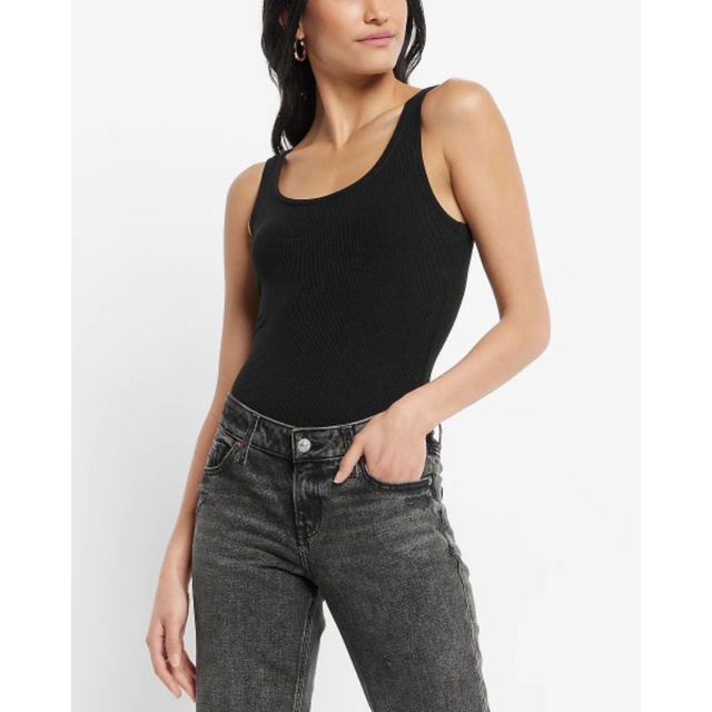 EXPRESS FITTED RIBBED SCOOP NECK TAILORED TANK ET37