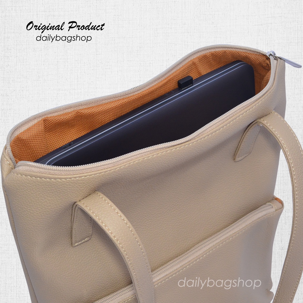 Tas Wanita Besar Tote Bag Laptop 14 Inch Map Dokumen Kuliah Kerja Terkini Resleting Simple Modis