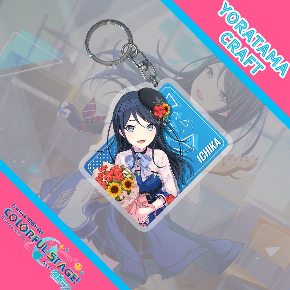 Gantungan Kunci Ichika Hoshino Card Tipe Project Sekai, Keychain Anime Game