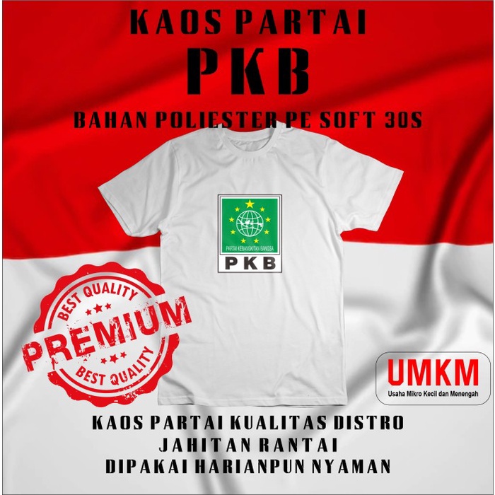 Kaos Partai PKB Bahan Polyester PE Soft