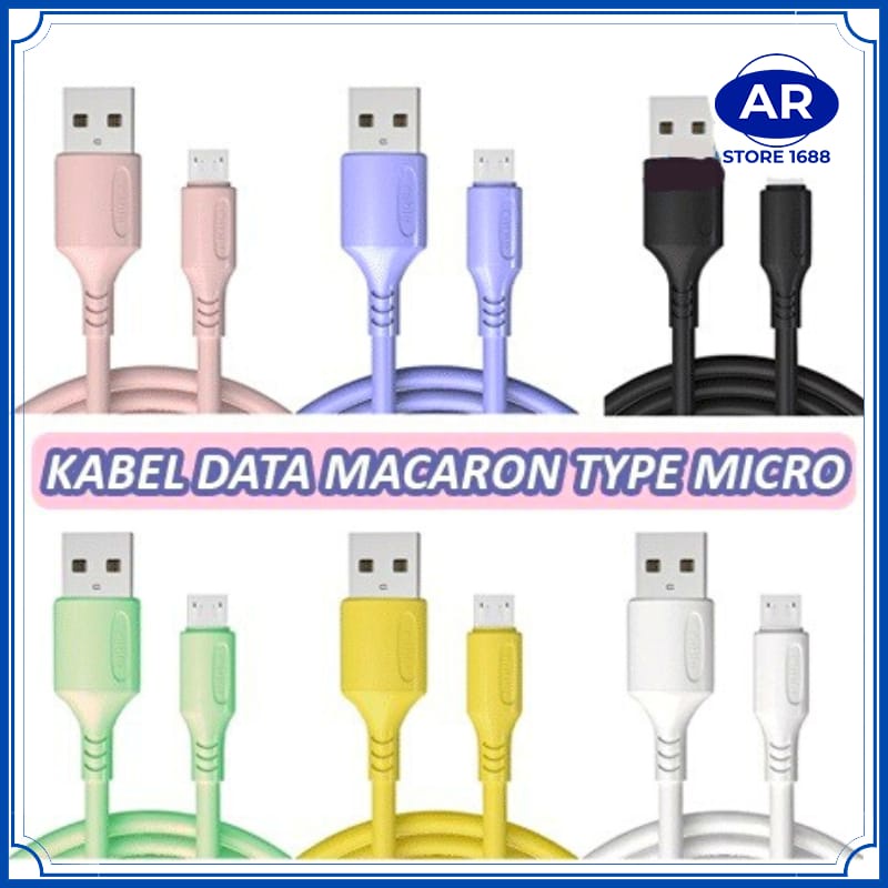 Kabel data Macaron Kabel Data Charger Micro USB 2A 1M Fast Charging