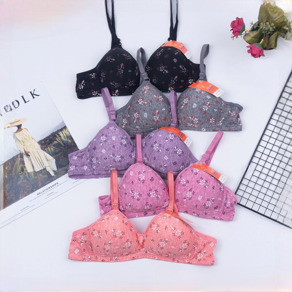 IL - Bra Fashion Remaja Bra Wanita Murah BH Busa Tipis Push Up Bra YIYI Real Pic Motif Bintik Cup Kecil