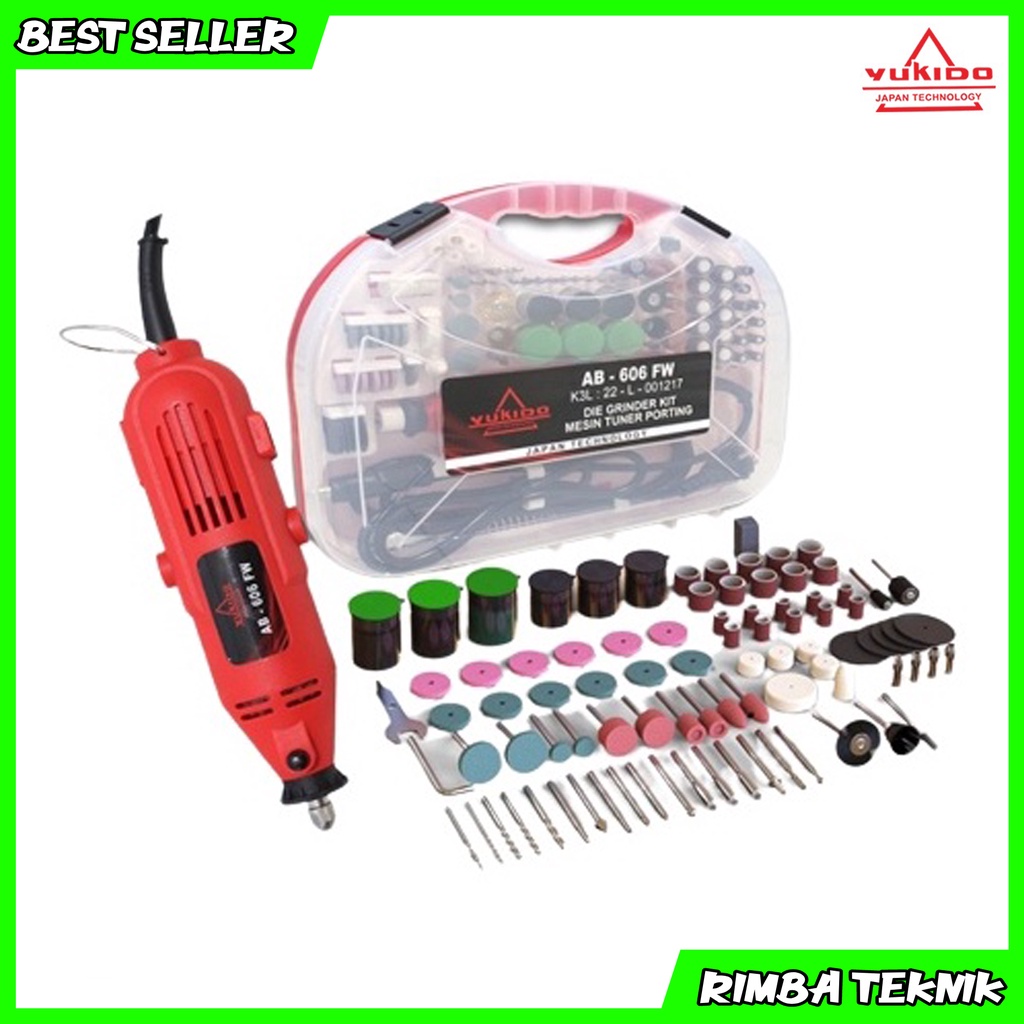 YUKIDO Mini Die Grinder Kit Set 95 Pcs Mesin Gerinda Mini Mesin Tunner Bor Ukir Porting Flexible cuner Set