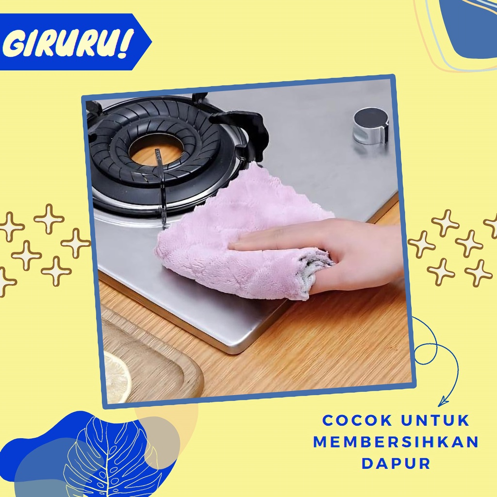 Kain Lap Micro Fiber Anti Minyak / Kain Lap Dapur / Kain Lap Anti Minyak / Kain Dapur Lap Minyak LAP CUCI PIRING GELAS CORAL FLEECE / Kain Lap Microfiber Anti Minyak Lembut Serbaguna Cuci Piring / Kain Lap Piring 2 Sisi 2 Warna / Kain Lap Dapur Minyak