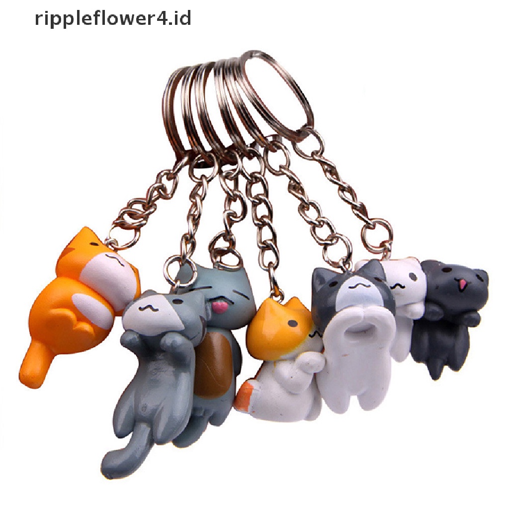 {rippleflower4.id} Gantungan Kunci Kucing Keberuntungan Kartun Yang Indah Wanita Pria Kitten Car Keychain Fashion Keyring~